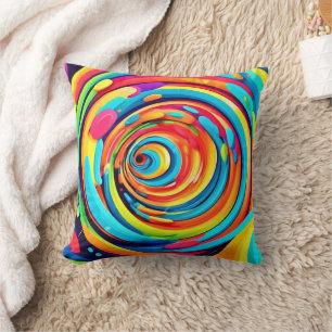 Swirling Colours in Psychedelic Tunnel Cushion
