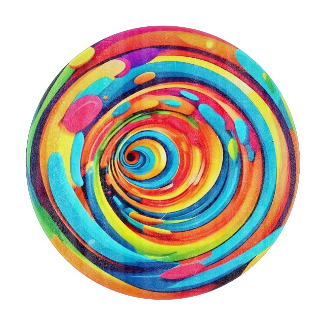 Swirling Colours in Psychedelic Tunnel Cutting Board (Front)