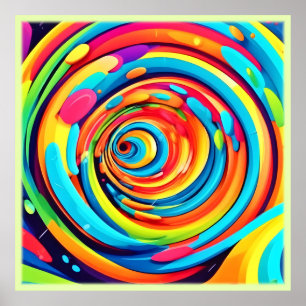 Swirling Colours in Psychedelic Tunnel Poster