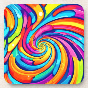 Swirling Colours, Psychedelic Spiral, Colourful Ch Coaster