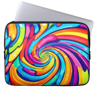 Swirling Colours, Psychedelic Spiral, Colourful Ch Laptop Sleeve