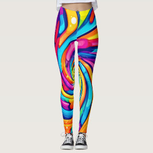Swirling Colours, Psychedelic Spiral, Colourful Ch Leggings