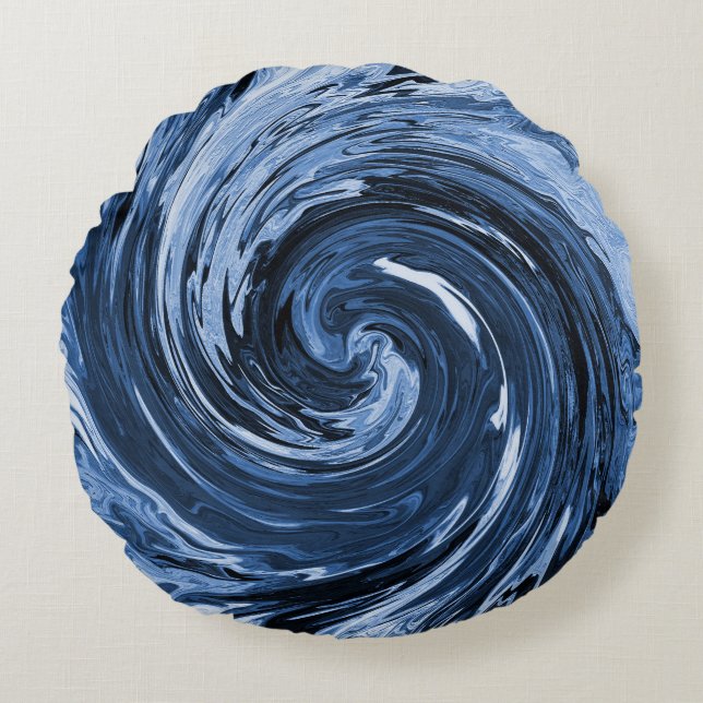Swirling Curling wave.... Round Cushion (Front)