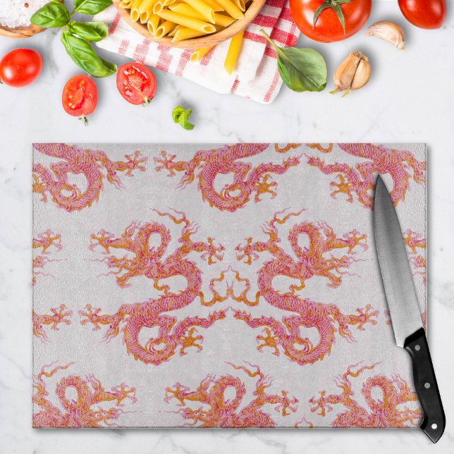 Swirling Dragon in Pink and Orange Cutting Board (Creator Uploaded)