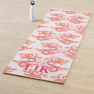 Swirling Dragon in Pink and Orange Personalized Yoga Mat