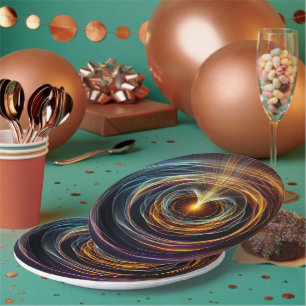Swirling Energy Light Waves Paper Plate