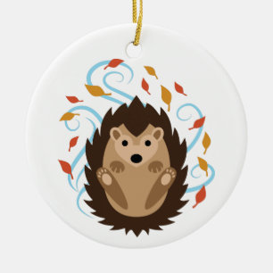 Swirling Fall Hedgehog Ceramic Ornament