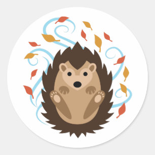 Swirling Fall Hedgehog Classic Round Sticker