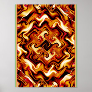 Swirling Fire Fractal Poster