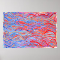 Swirling Fishes, red, blue, purple