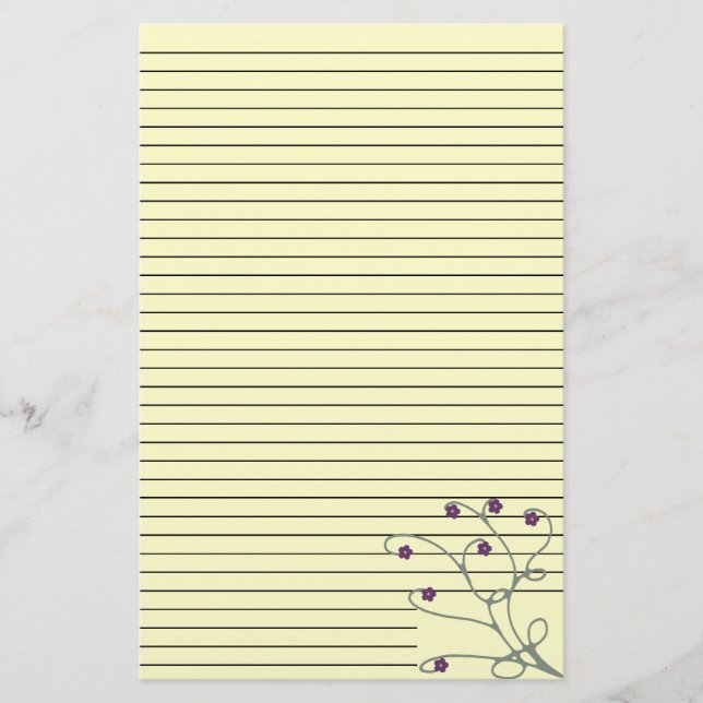 Swirling floral stationary - lined stationery (Front)