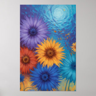 Swirling Flowers Poster