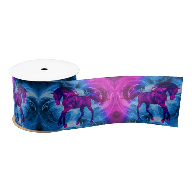 Swirling Fractal Fantasy Horse Art Satin Ribbon (Spool)