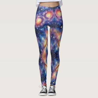 Swirling Galaxy Seamless Pattern Leggings