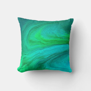 Swirling Green Abstract Art Cushion