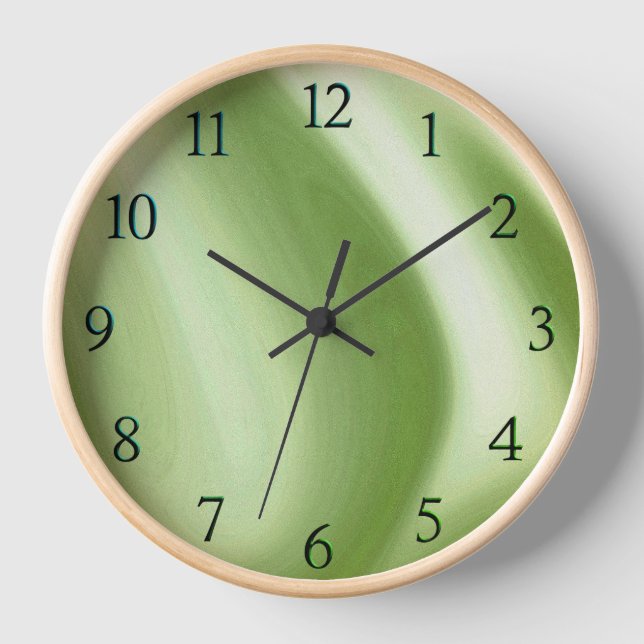 Swirling Green Tint Numbers Clock (Front)