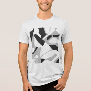 Swirling Grey Black Bold Diagonal Art Design Tri-Blend Shirt