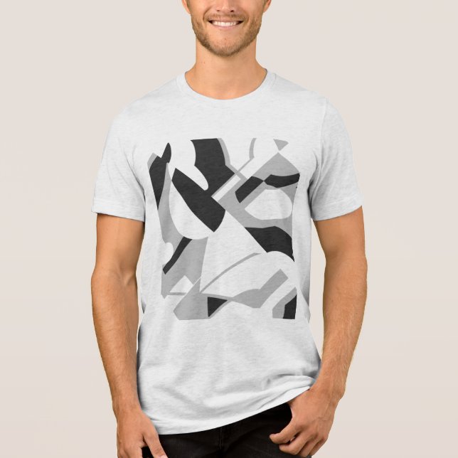 Swirling Grey Black Bold Diagonal Art Design Tri-Blend Shirt (Front)