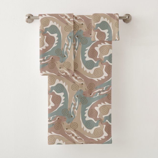 Swirling Hares 6 Bathroom Towel Set (Insitu)