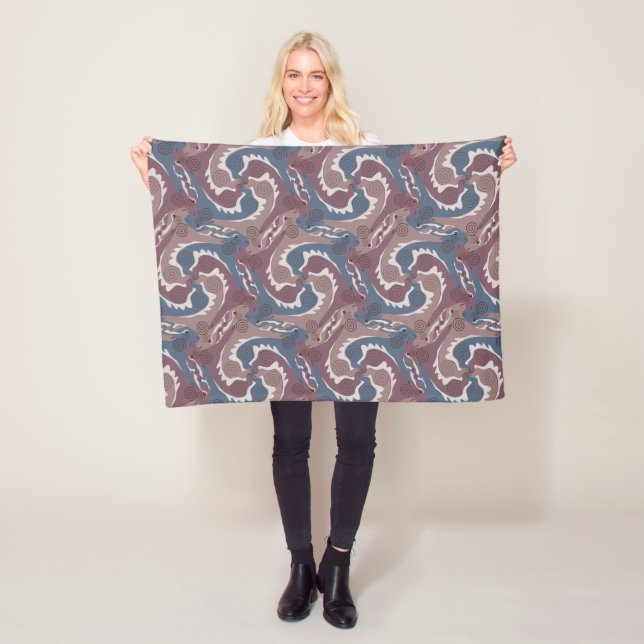 Swirling Hares Tesselation Blue Brown Blanket 7 (In Situ)