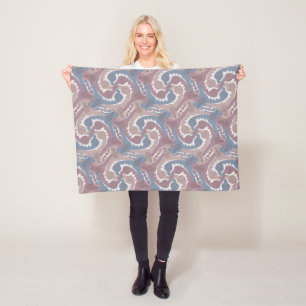Swirling Hares Tesselation Blue Grey Blanket 1