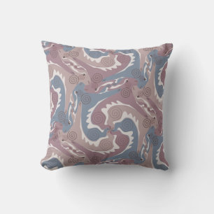 Swirling Hares Tesselation Blue Grey Pillow 1