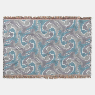 Swirling Hares Tesselation Blue T Blanket 3