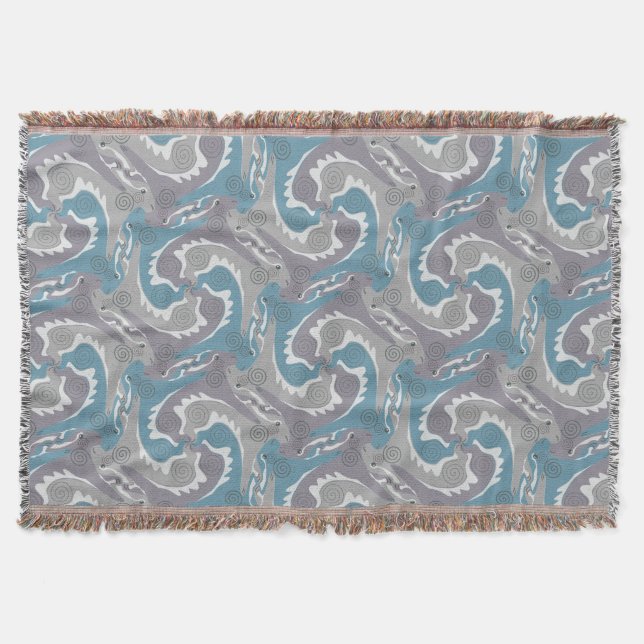 Swirling Hares Tesselation Blue T Blanket 3 (Front)