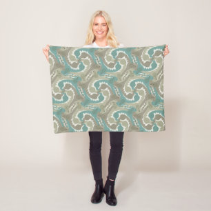 Swirling Hares Tesselation Soft Green Blanket 4