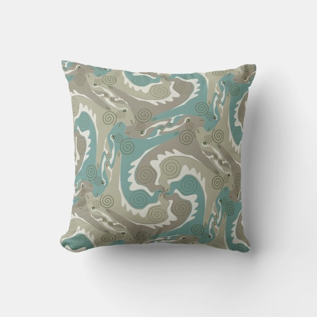 Swirling Hares Tesselation Soft Green Pillow 4 (Front)