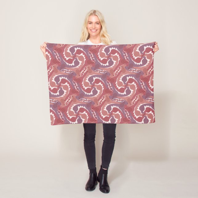 Swirling Hares Tesselation Soft red Blanket 8 (In Situ)