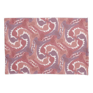 Swirling Hares Tesselation Soft red Pillowcase 8