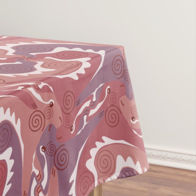 Swirling Hares Tesselation Soft red Tablecloth 8 (In Situ)