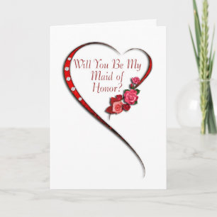 Swirling heart Maid of Honour invitation