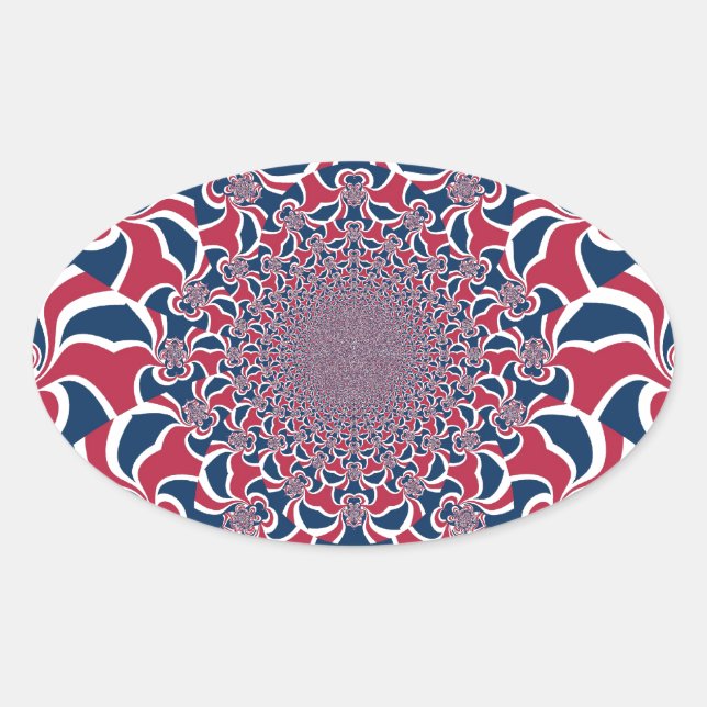 Swirling Kaleidoscope Art Print Oval Sticker (Front)