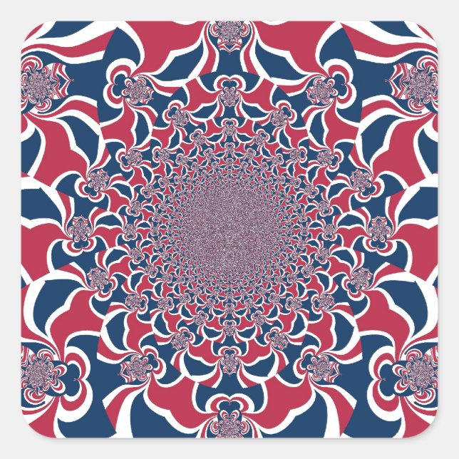 Swirling Kaleidoscope Art Print Square Sticker (Front)