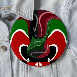 Swirling Kenyan Flag: A Modern Motif Art 6 Cm Round Badge