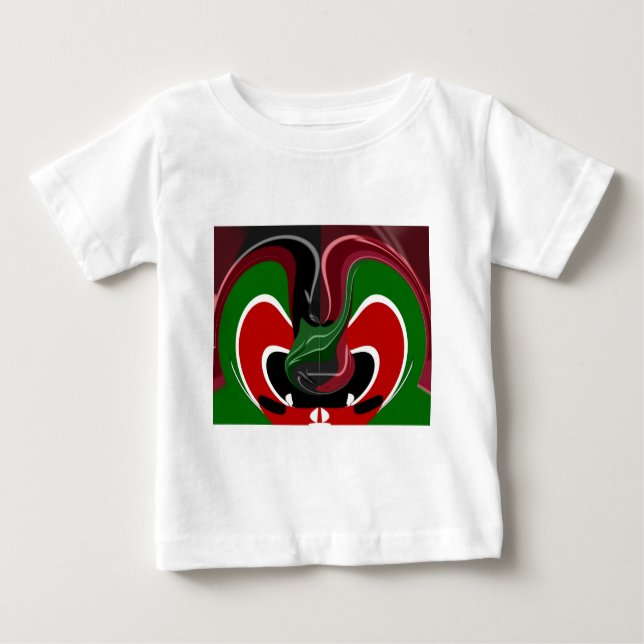 Swirling Kenyan Flag: A Modern Motif Art Baby T-Shirt (Front)