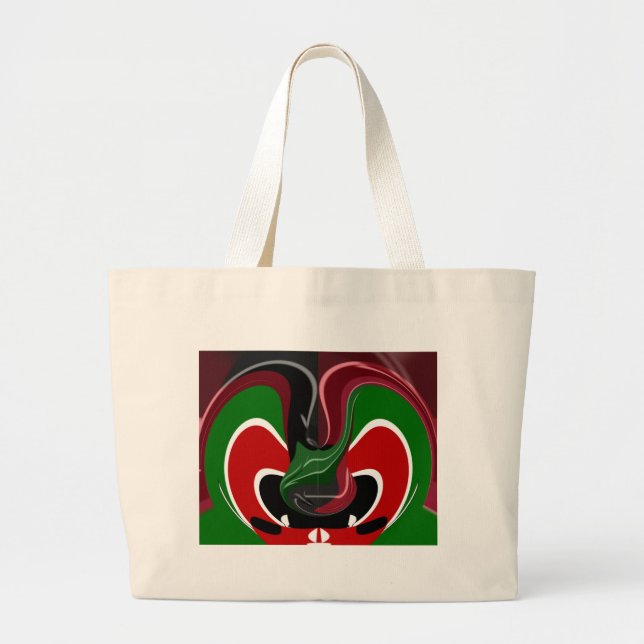 Swirling Kenyan Flag: A Modern Motif Art Large Tote Bag (Front)