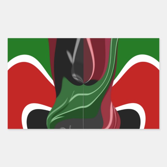 Swirling Kenyan Flag: A Modern Motif Art Rectangular Sticker (Front)