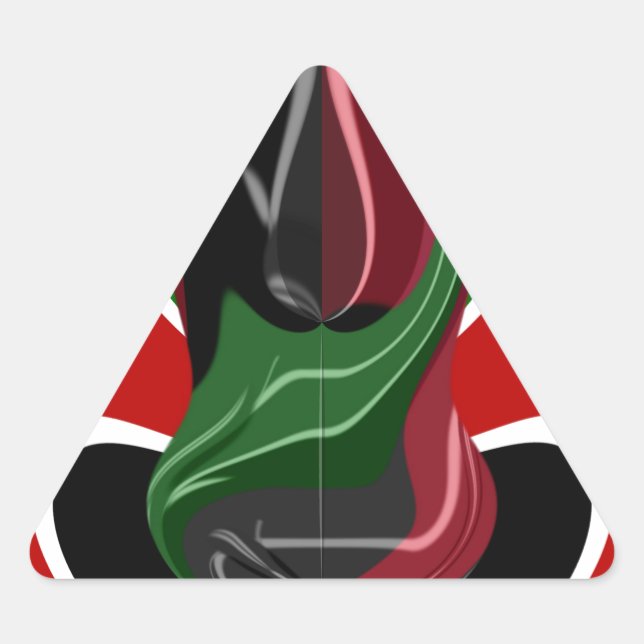 Swirling Kenyan Flag: A Modern Motif Art Triangle Sticker (Front)