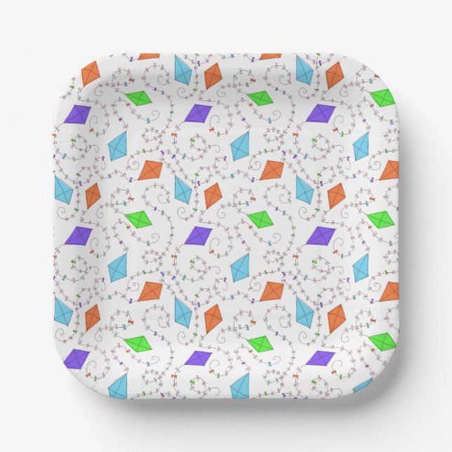 Swirling kites Paper Plate (Front)