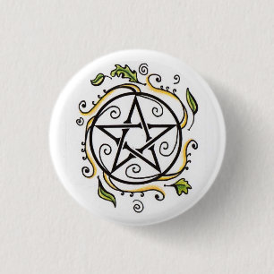 Swirling Leaves Pentacle 3 Cm Round Badge
