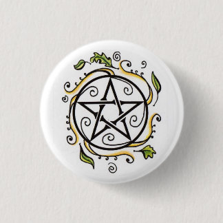 Swirling Leaves Pentacle 3 Cm Round Badge
