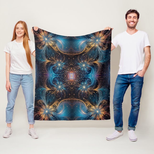 Swirling mandelbrot motifs fleece blanket (In Situ)