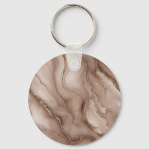 Swirling Marble-Like Textures in Earth Tones Key Ring