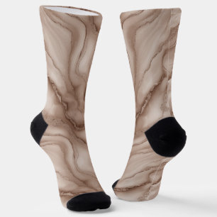 Swirling Marble-Like Textures in Earth Tones Socks