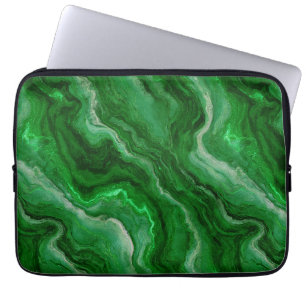 Swirling Marble Pattern in Emerald Green Laptop Sleeve