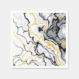 Swirling Marble Patterns with Elegant Gold Accents Napkin