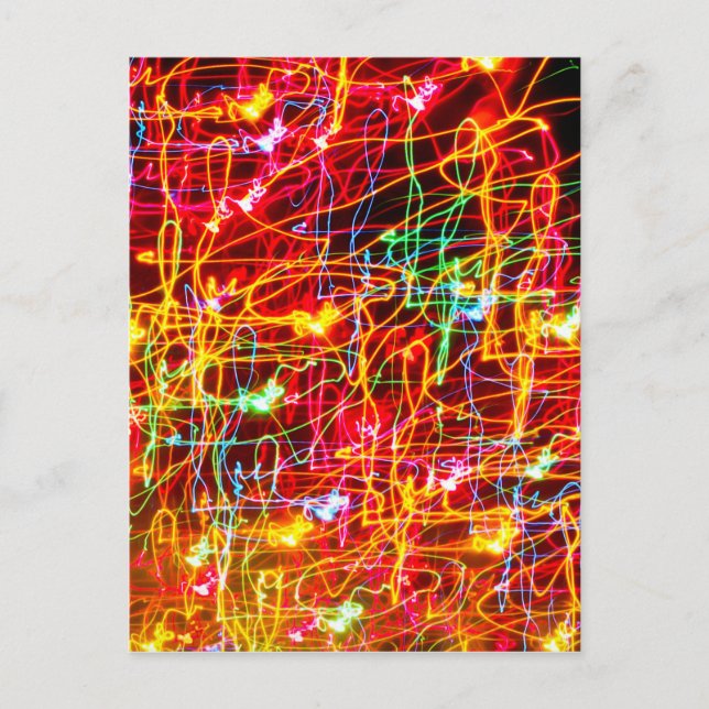 Swirling Neon Lights Glowing Postcard (Front)